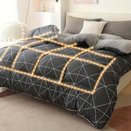 1pc Cozy Winter Quilt with Geometric Pattern - Soft & Warm Double-Sided Polyester