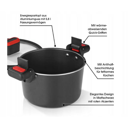 5.8L Pressure Cooking Pot with Non-Stick Coating Energy-Efficient Aluminum Cookware