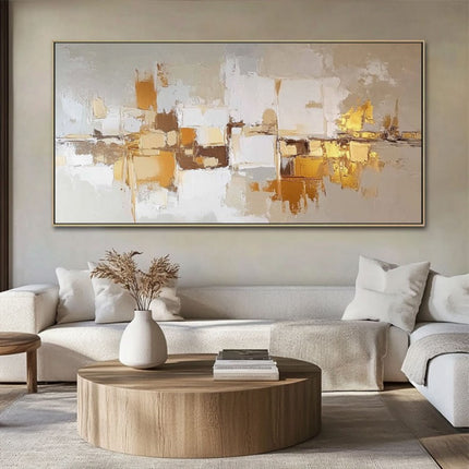 Handpainted Abstract Golden Oil Painting On Canvas Nordic Style Wall Art Picture Mural For Room Modern Home Decor