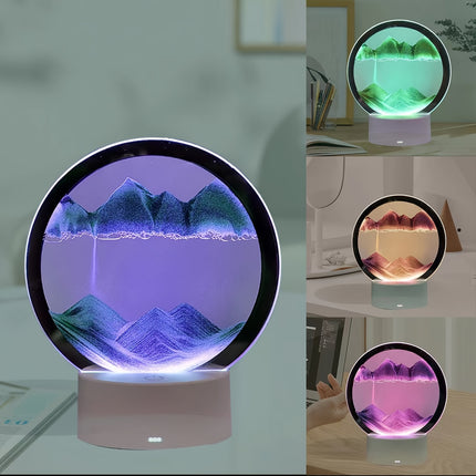 3D LED Quicksand Art Desk Lamp with Adjustable Brightness – Modern Landscape Night Light for Bedroom