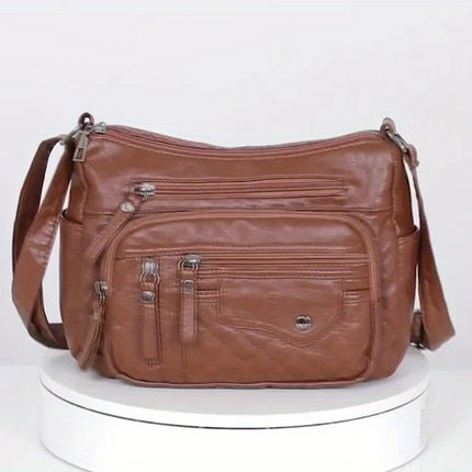 Fashionable Large Capacity PU Shoulder Bag Multifunctional Crossbody Bag