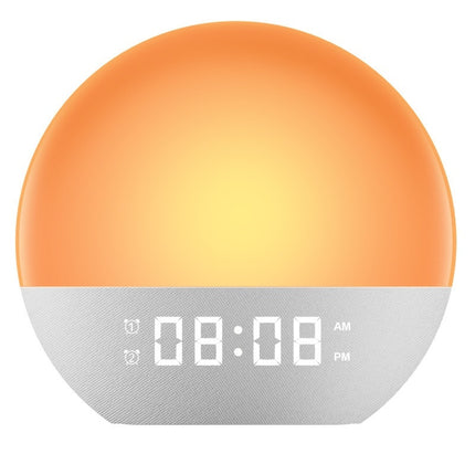 Multifunctional White Noise Wake-Up Light Sunrise Alarm Clock With LED Color-Changing Ambiance