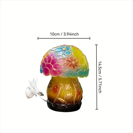Hand-Painted-Style Multicolor LED Mushroom Lamp with Glowing & Warm White Base