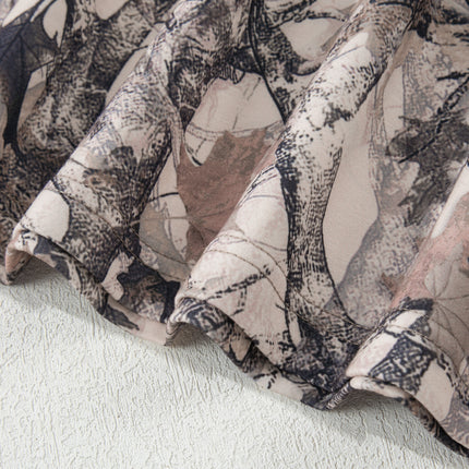 Khaki Woodland Camo Print Long Sleeve Top Casual Short Set