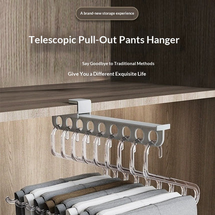Space-saving No-drilling Home Pull-out Slide Rail Pants Rack For Storage