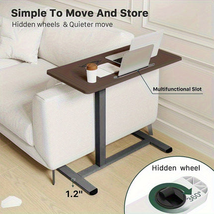 Adjustable Overbed Table with Wheels - Heavy-Duty Mobile Bedside Desk,