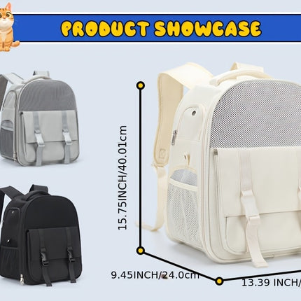 Large Capacity Portable Pet Carrier Backpack Breathable Nylon with Transparent Front Panel