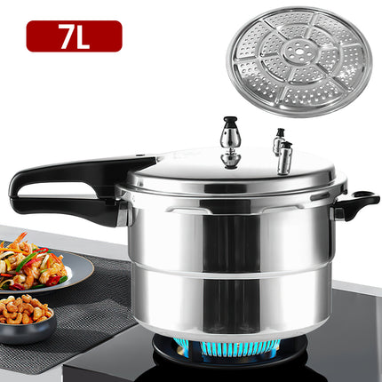 Aluminum Pressure Cooker, 3L/7L for Gas & Induction Stove, Commercial Grade with Steamer