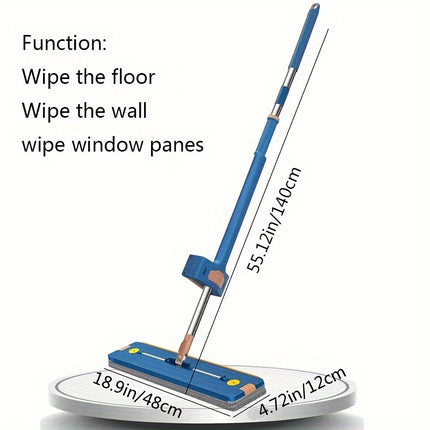 Flat Mop With 1/2 Mop Cloth Set/ Only 1 Mop Cloth, Long Handle Hands-free Wash Flat Mop