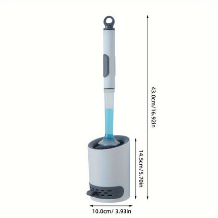 Toilet Brush with Cleaning Solution and Wall-Mounted Holder, White No Drilling Required,