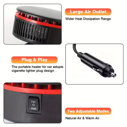 High-Power 12V 120W Portable Car Heater with Dual Function Quick Heating