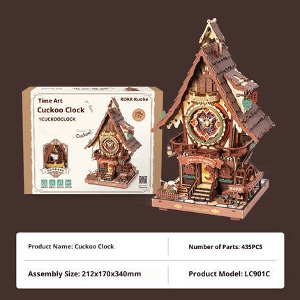 Cuckoo Clock Handmade DIY Wooden Assembly Model Building Block Toy