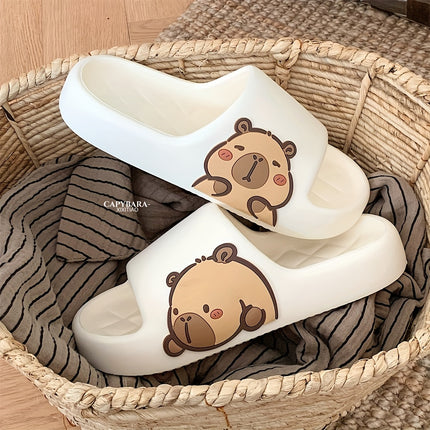 2 pcs Summer Slide Sandals for and, Cute Cartoon Capybara Bathroom Slippers for Home and Bathing