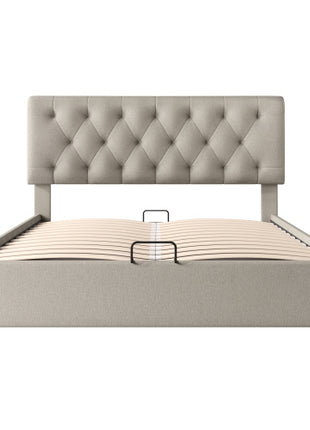 Double Bed With Adjustable Headboard In Linen