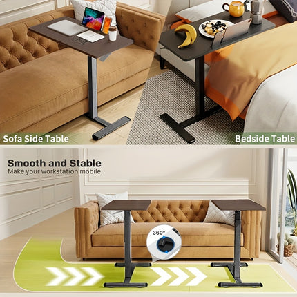 Adjustable Overbed Table with Wheels - Heavy-Duty Mobile Bedside Desk,