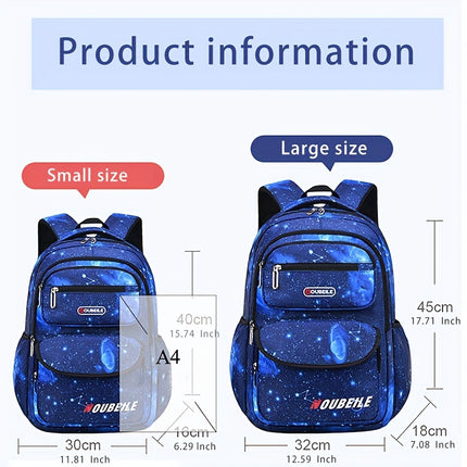 Print Starry Sky Backpack for Boys, Suitable for Elementary School Students, Featuring Large Capacity,