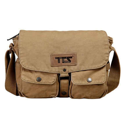 Retro-Style Canvas Messenger Bag Suitable for Casual Travel, Featuring a Spacious Design