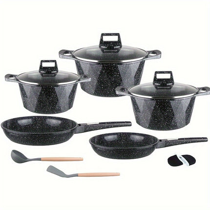 12-Piece Hoarbar Premium Cookware Set  Non-Stick Pots and Pans for Easy Cooking and Cleaning
