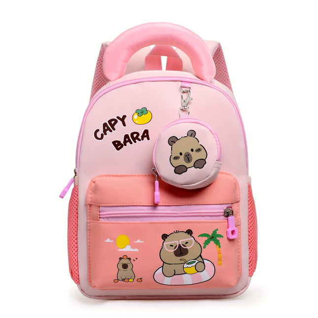 Kindergarten Capybara Cartoon Beach Backpack