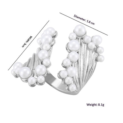 Luxury Wide Pearl Open Ring For Women