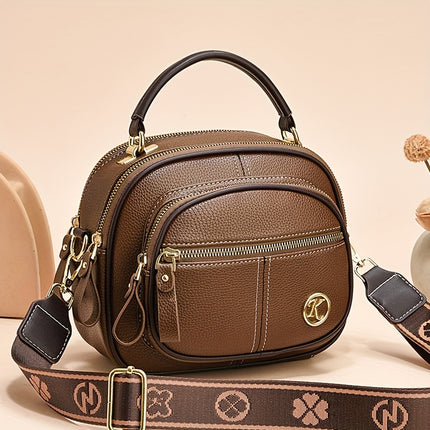 Luxury Synthetic Faux Leather Multi-Layer Large Capacity Shoulder Bag Versatile Fashionable Handbag with Zipper