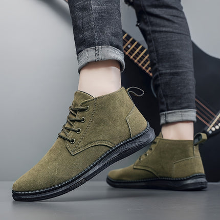 Men'S Casual Fashion Sneakers - Low Top Lace-Up Boots, Solid Color, All-Season, with PU Upper