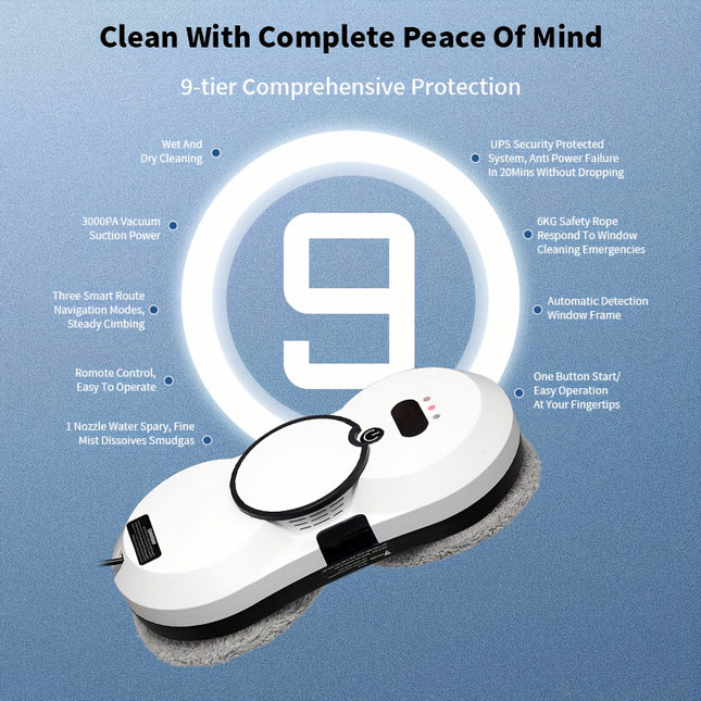 Remote Control Robot Window & Glass Cleaner with & Infrared Navigation - Automatic Spray