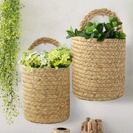 Garden Plant Basket Cattail Woven Hanging Basket