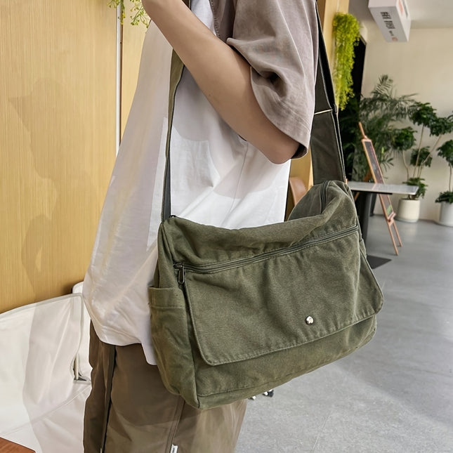 Stylish Retro Y2K Crossbody Bag Available in 4 Colors, Made of Durable Canvas with a Large Capacity