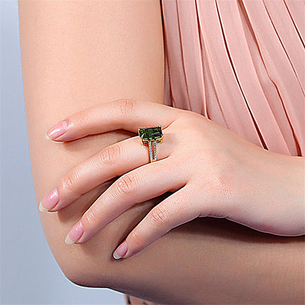 Womens Fashion Adjustable Rectangular Diamond Ring