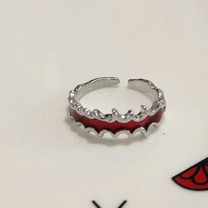 Rare Design Flame-red Irregularly Pleated French-style Open Ring For Women