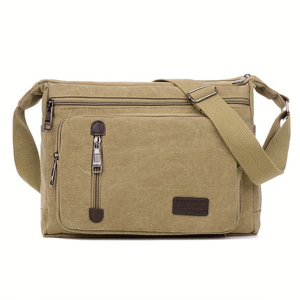 Large Capacity Multi-Pocket Crossbody Shoulder Bag with Adjustable Strap - Heavy-Duty Casual Outdoor