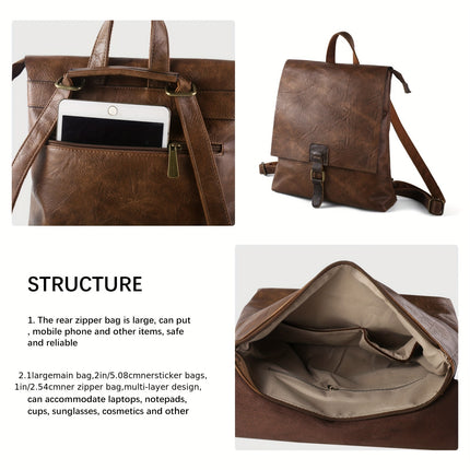 1pc Vintage Street Style Backpack, Casual Trendy Dual-Shoulder Bag with Adjustable Straps,