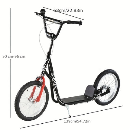 Manual City Scooter with Inflatable Tires & Handbrake - Adjustable Handlebar Height,