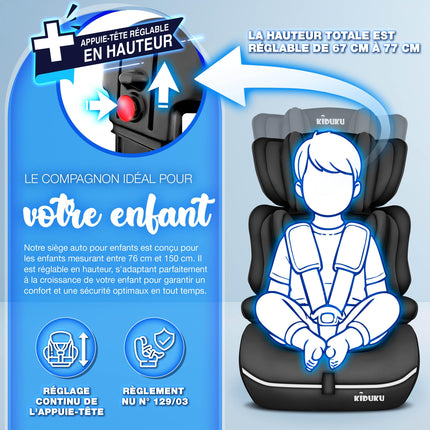 Child Car Seat 9-36 Kg (1-12 Years) with Cushion for Child Seat - ECE R129/03 Car Seat, Group 1/2/3 Child Car Seat 5