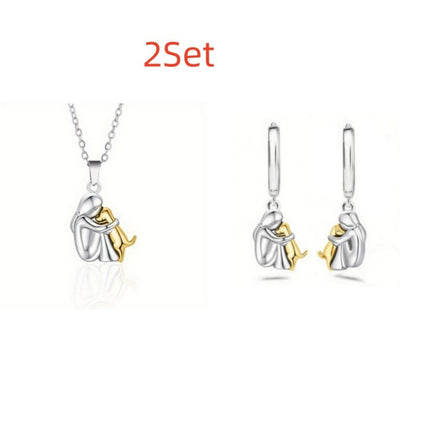 Fashion Little Girl And Dog Hug Necklace