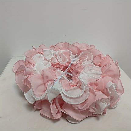 Modern Spherical Fabric Shade with Wavy Design  Soft Pink & White Textured Lighting Fixture
