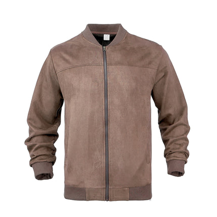 Men's Suede Fabric Jacket Casual Zipper Cardigan Outerwear