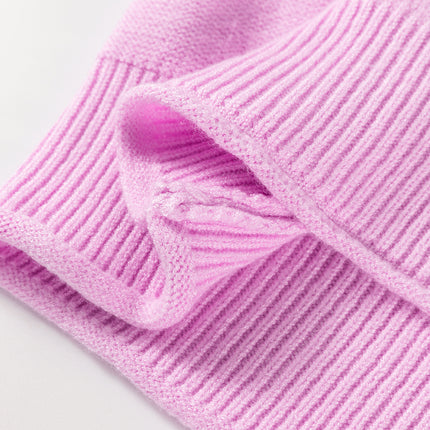 Pink Raw Edge Ribbed Detail Drop Shoulder Sweater