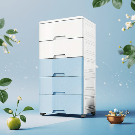 1pc 5-Tier Plastic Storage Cabinet, 35x25x71cm - Modern Waterproof Organizer with Drawers