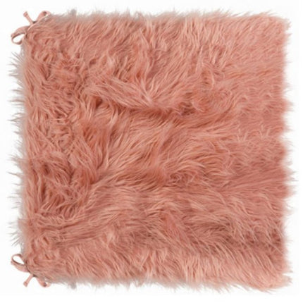 Set of Two 16" X 2" Pink Faux Fur Dining Chair Pads