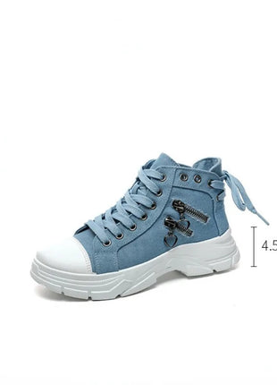 New Canvas High-top Women Shoes Spring Breathable Denim Sneakers Women Summer Thick Bottom Heightening Sports Casual Shoes