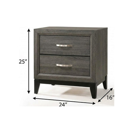 25" Gray Two Drawers Nightstand
