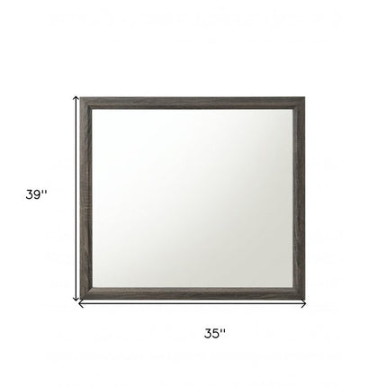35" Gray Wood Framed Accent Mirror