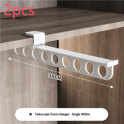 Space-saving No-drilling Home Pull-out Slide Rail Pants Rack For Storage