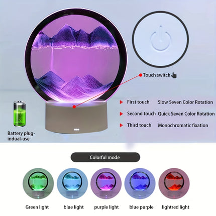 3D LED Quicksand Art Desk Lamp with Adjustable Brightness – Modern Landscape Night Light for Bedroom