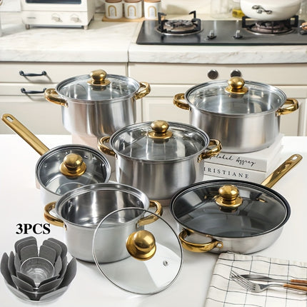 12pcs 10pcs Classic Cookware Set Stainless Steel Pots And Pans Set Pots For Cooking,