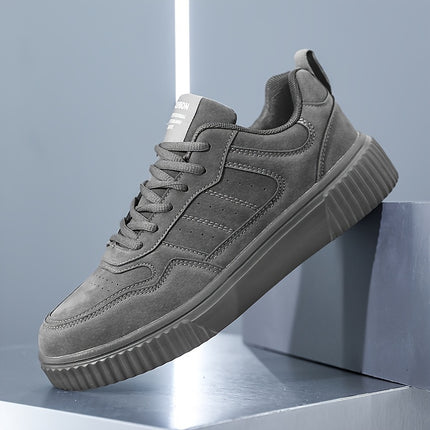 Men's Lightweight Lace-Up Casual Sneakers - Stylish Beige Low-Top Skate Shoes with Durable MD Sole,