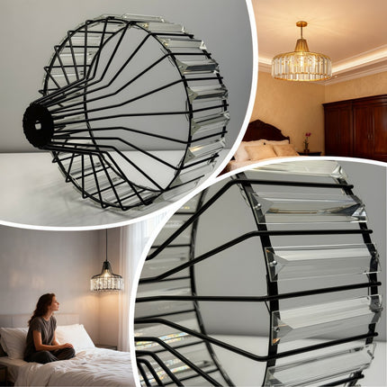 Modern Large Crystal & Metal Chandelier - Large Statement Light Fixture with Crystal and Metal Frame,