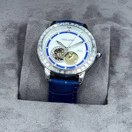 Men'S Luxury Automatic Mechanical Watch with Skeleton Dial & Exposed Movement